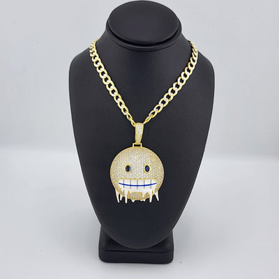 Brand New Sterling Silver 925 Emoji Frozen Face Necklace