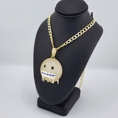 Brand New Sterling Silver 925 Emoji Frozen Face Necklace