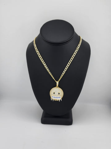 Brand New Sterling Silver 925 Emoji Frozen Face Necklace