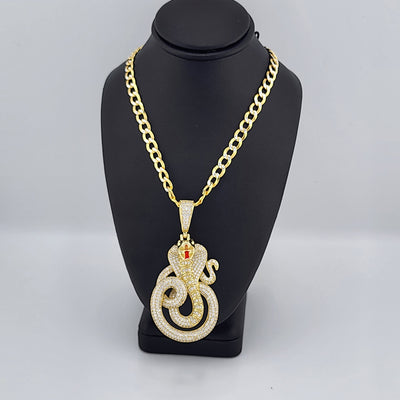 Brand New Sterling Silver 925 King Cobra Snake Necklace