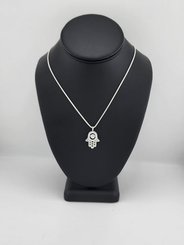 Brand New Sterling Silver 925 Hamsa Necklace