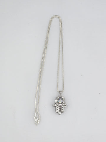 Brand New Sterling Silver 925 Hamsa Necklace