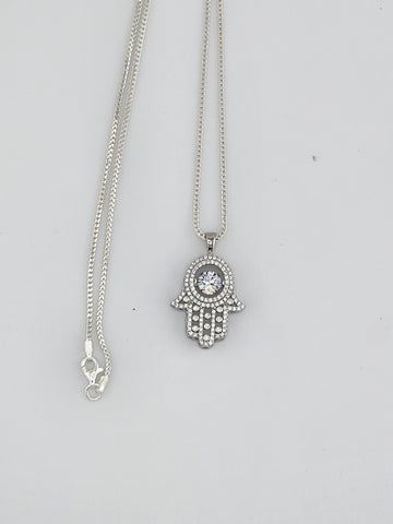 Brand New Sterling Silver 925 Hamsa Necklace