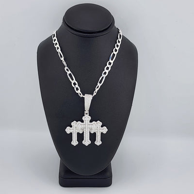 Brand New Sterling Silver 925 Triple Cross Necklace