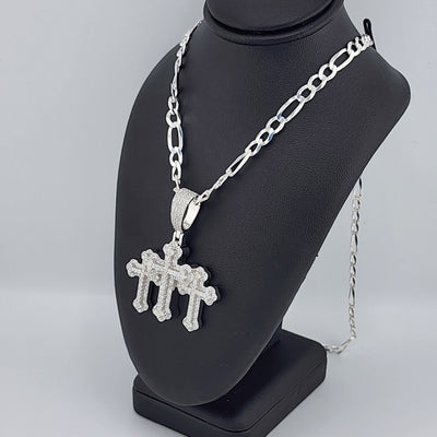 Brand New Sterling Silver 925 Triple Cross Necklace