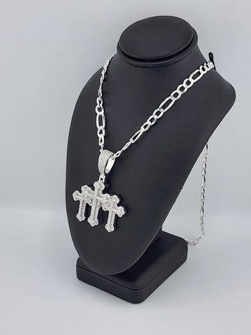 Brand New Sterling Silver 925 Triple Cross Necklace