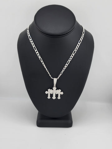 Brand New Sterling Silver 925 Triple Cross Necklace