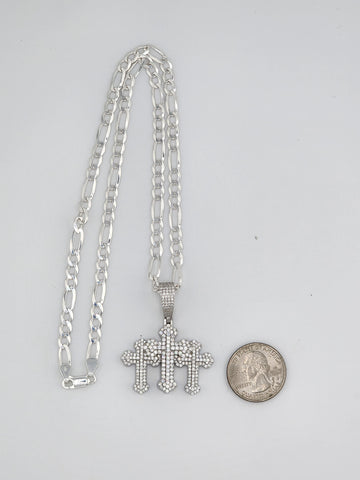 Brand New Sterling Silver 925 Triple Cross Necklace