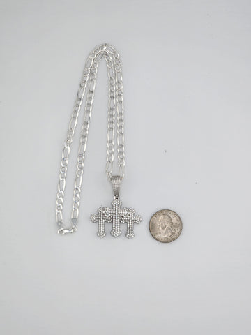 Brand New Sterling Silver 925 Triple Cross Necklace