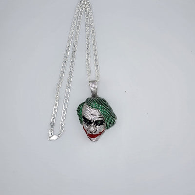 Brand New Sterling Silver 925 Joker Face Necklace