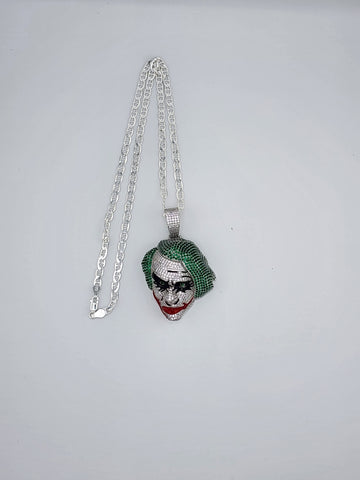 Brand New Sterling Silver 925 Joker Face Necklace