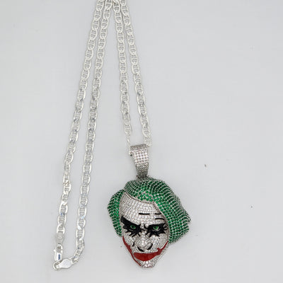 Brand New Sterling Silver 925 Joker Face Necklace