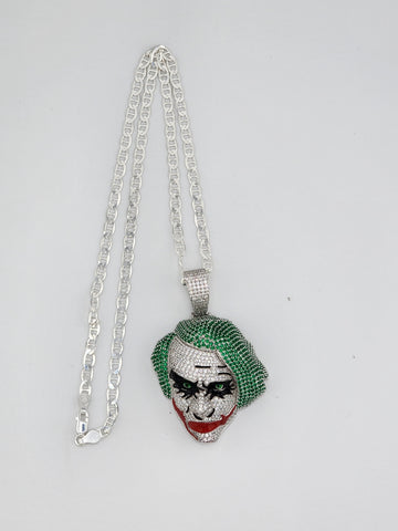 Brand New Sterling Silver 925 Joker Face Necklace