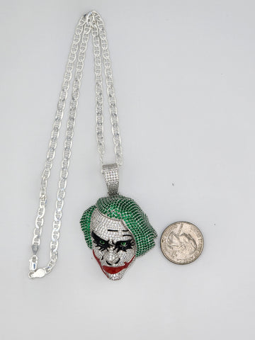 Brand New Sterling Silver 925 Joker Face Necklace