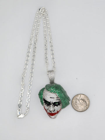 Brand New Sterling Silver 925 Joker Face Necklace