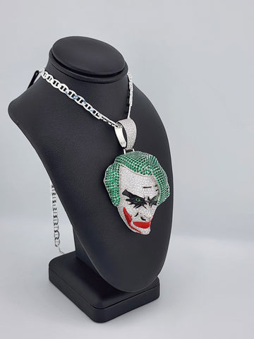 Brand New Sterling Silver 925 Joker Face Necklace