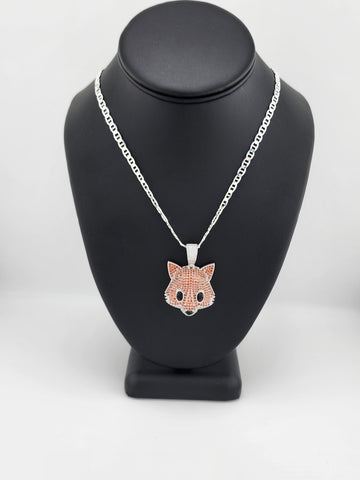 Brand New Sterling Silver 925 Fox Head  Necklace