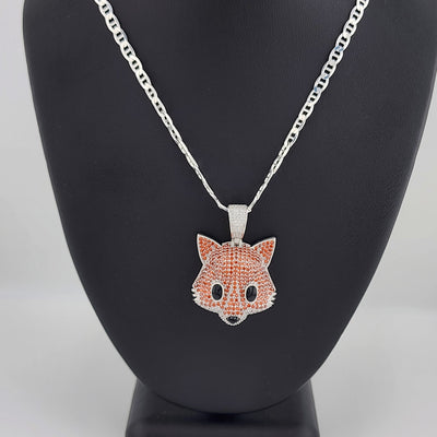 Brand New Sterling Silver 925 Fox Head  Necklace