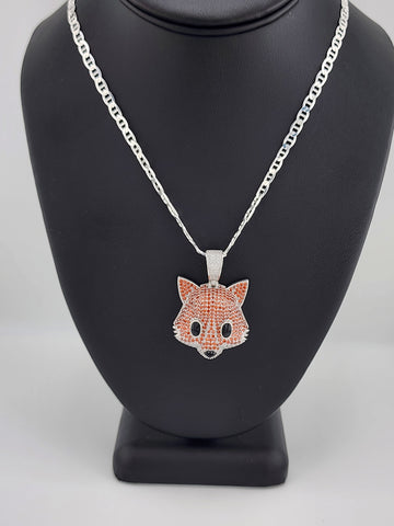 Brand New Sterling Silver 925 Fox Head  Necklace