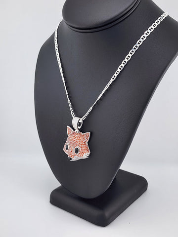 Brand New Sterling Silver 925 Fox Head  Necklace