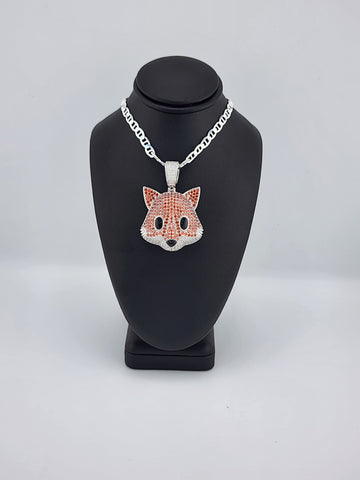 Brand New Sterling Silver 925 Fox Head  Necklace