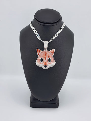 Brand New Sterling Silver 925 Fox Head  Necklace