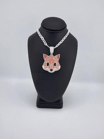 Brand New Sterling Silver 925 Fox Head  Necklace