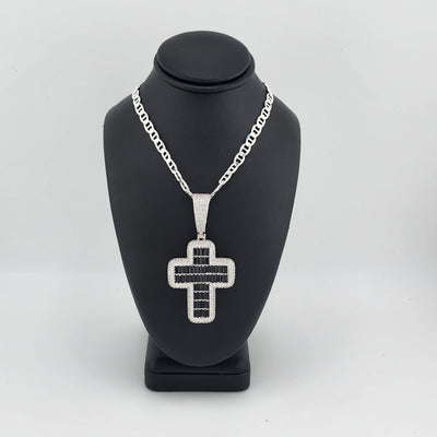 Brand New Sterling Silver 925 Black Cross Necklace