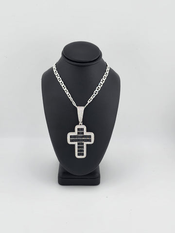 Brand New Sterling Silver 925 Black Cross Necklace