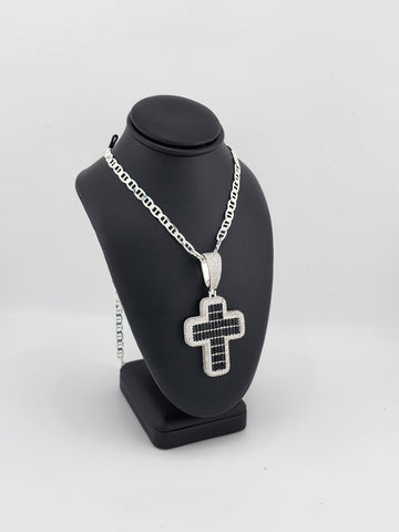 Brand New Sterling Silver 925 Black Cross Necklace