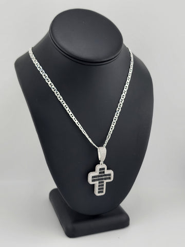 Brand New Sterling Silver 925 Black Cross Necklace