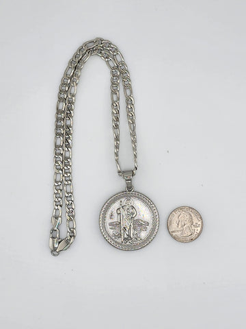 Brand New Stainless Steel Double Side Saint Images Necklace