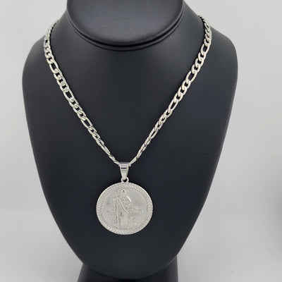 Brand New Stainless Steel Double Side Saint Images Necklace