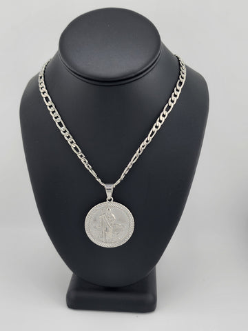 Brand New Stainless Steel Double Side Saint Images Necklace