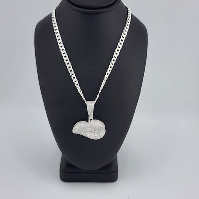 Brand New Sterling Silver 925 Biting Lips Necklace