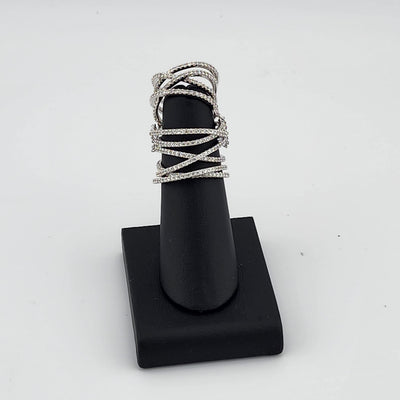 Brand New Sterling Silver 925 Cz Double Ring