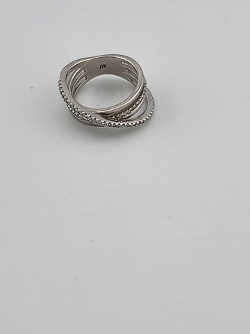 Brand New Sterling Silver 925 Crossover Ring