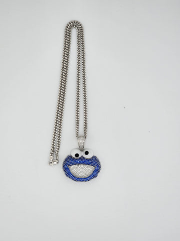 Brand New Sterling Silver 925 Cookie Monster Necklace