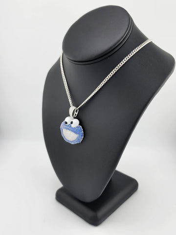 Brand New Sterling Silver 925 Cookie Monster Necklace