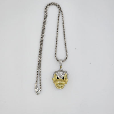 Brand New Sterling Silver 925 Angry Donald Necklace