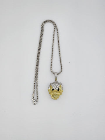 Brand New Sterling Silver 925 Angry Donald Necklace