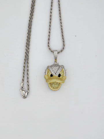 Brand New Sterling Silver 925 Angry Donald Necklace