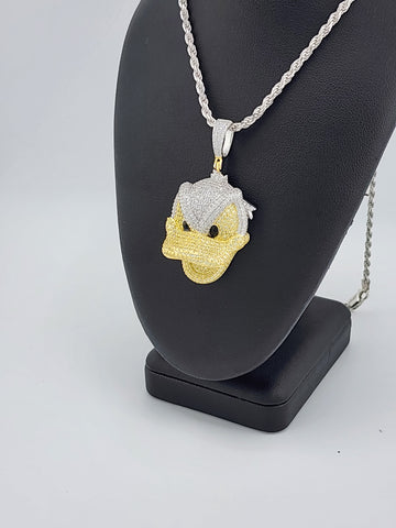 Brand New Sterling Silver 925 Angry Donald Necklace