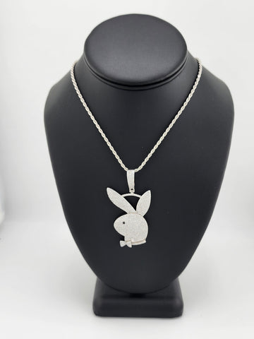 Brand New Sterling Silver 925 Bunny Face Necklace