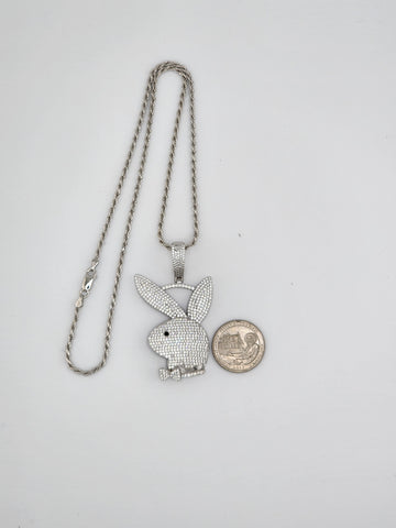 Brand New Sterling Silver 925 Bunny Face Necklace