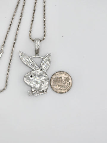 Brand New Sterling Silver 925 Bunny Face Necklace