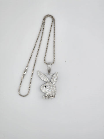 Brand New Sterling Silver 925 Bunny Face Necklace