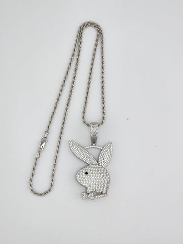 Brand New Sterling Silver 925 Bunny Face Necklace