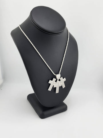 Brand New Sterling Silver 925 Triple Cross Necklace