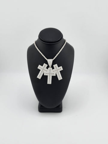 Brand New Sterling Silver 925 Triple Cross Necklace